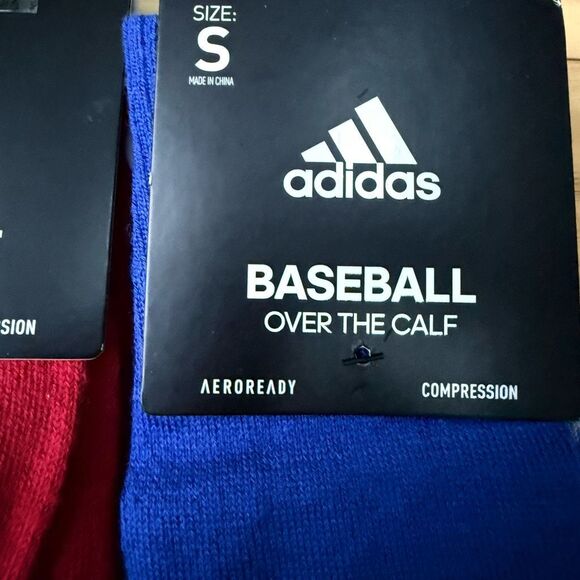 Adidas youth Baseball OVER-The-CALF SOCKS blue and red Compression Sz S NWT - Picture 5 of 5